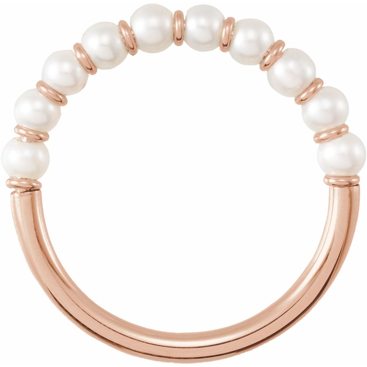Cultured White Freshwater Pearl Ring in 14k rose gold