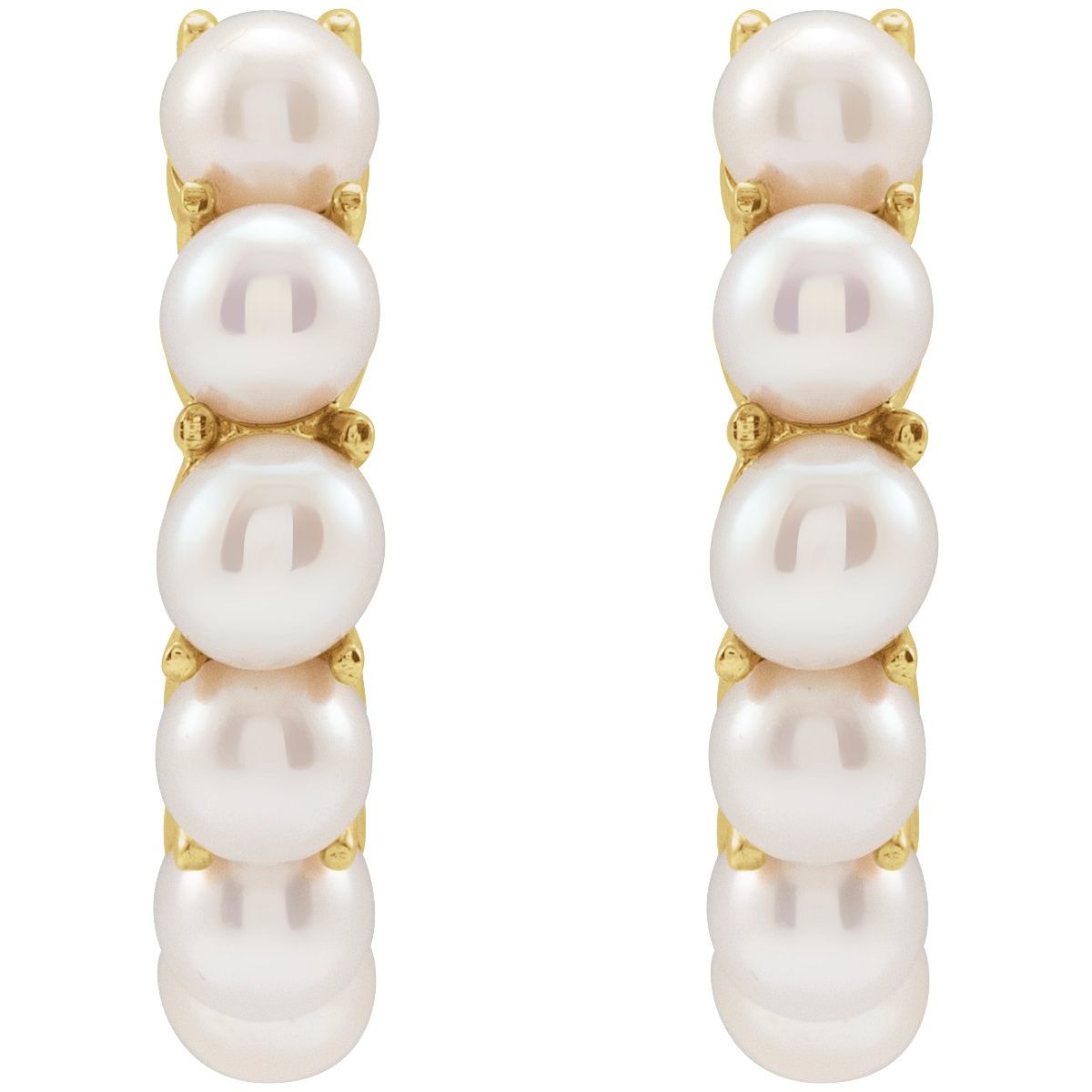 Cultured White Freshwater Pearl 15.5 mm Huggie Hoop Earrings in 14k yellow gold
