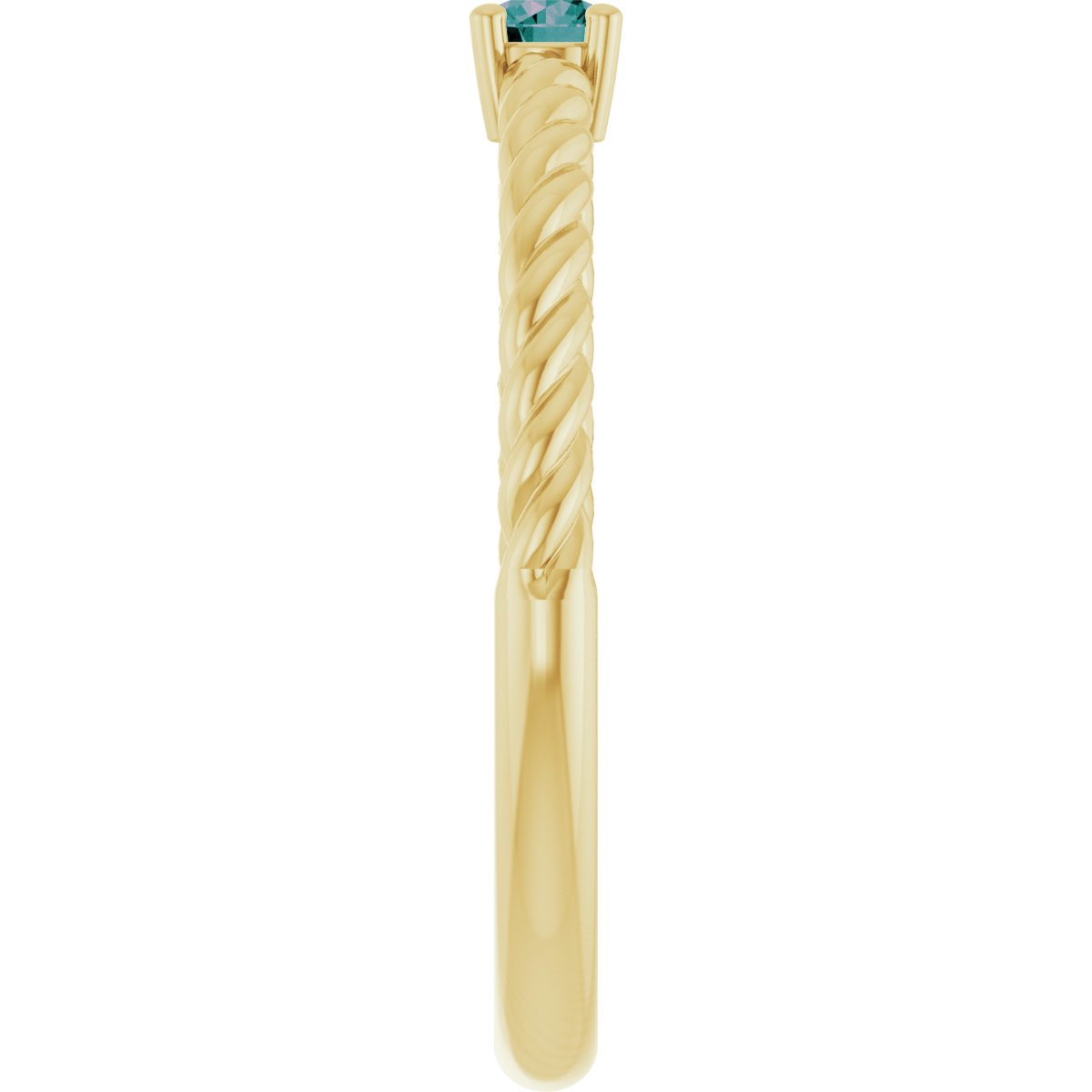 3 mm Lab-Grown Alexandrite Solitaire Rope Ring in 14k yellow gold