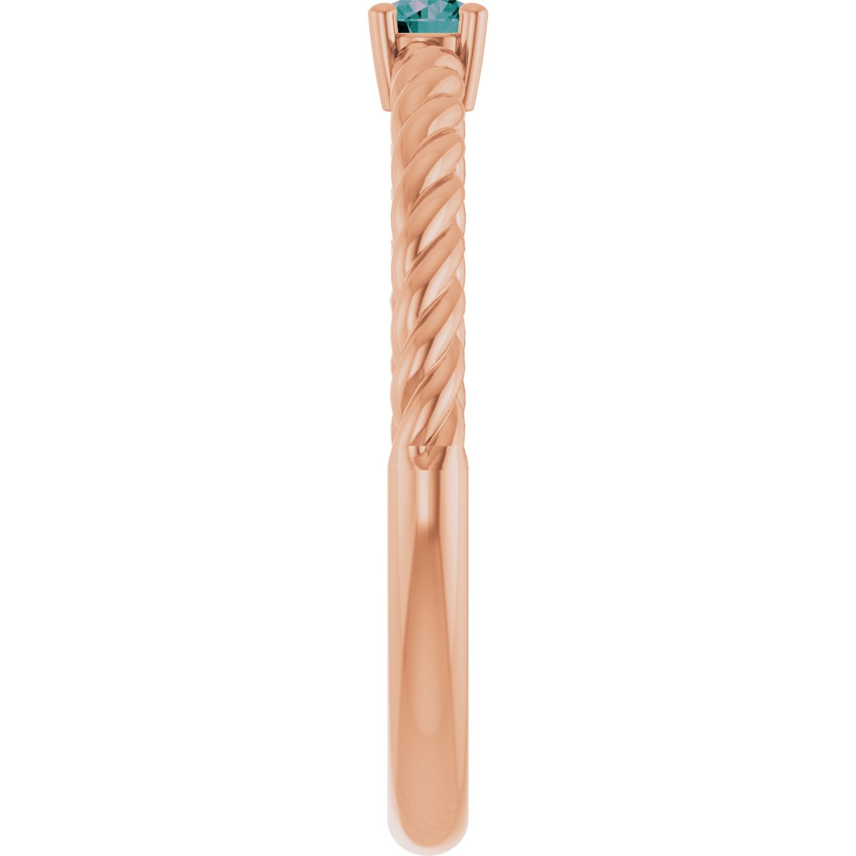 3 mm Lab-Grown Alexandrite Solitaire Rope Ring in 14k rose gold