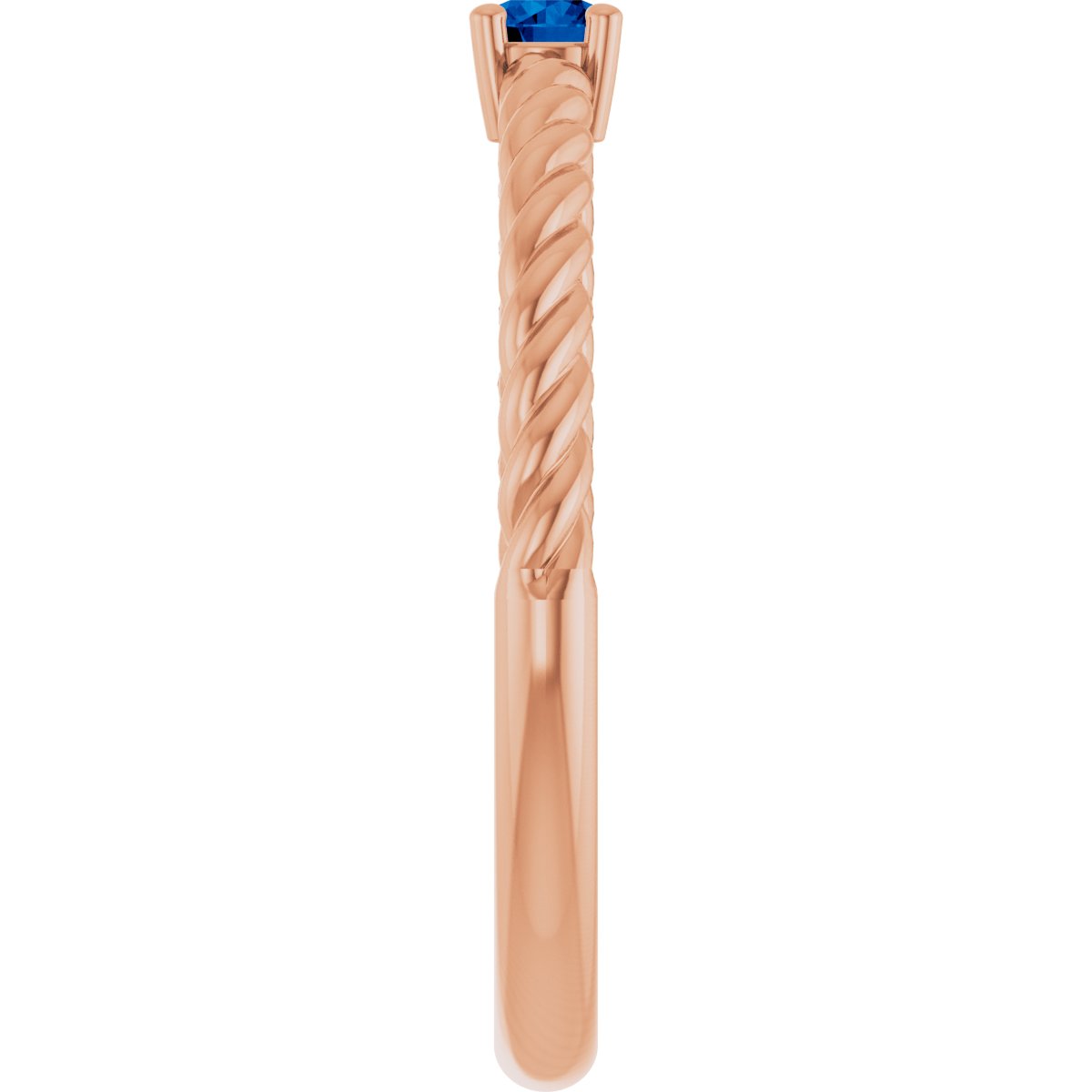 3 mm Lab-Grown Blue Sapphire Solitaire Rope Ring in 14k rose gold