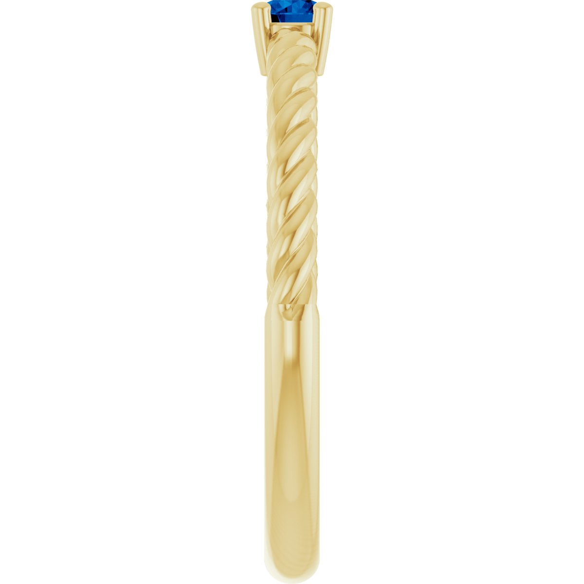 3 mm Lab-Grown Blue Sapphire Solitaire Rope Ring in 14k yellow gold
