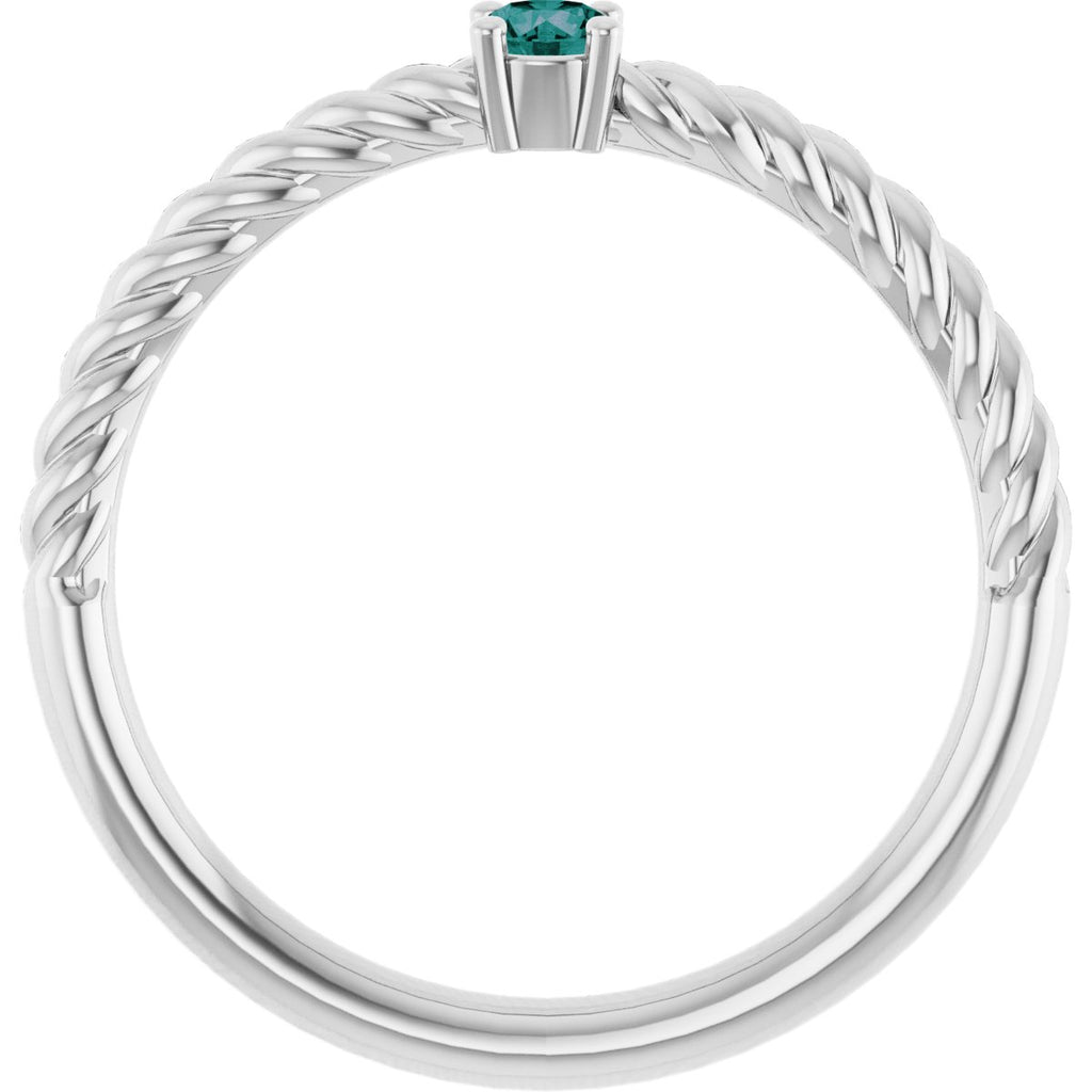 3 mm Lab-Grown Alexandrite Solitaire Rope Ring in 14k white gold