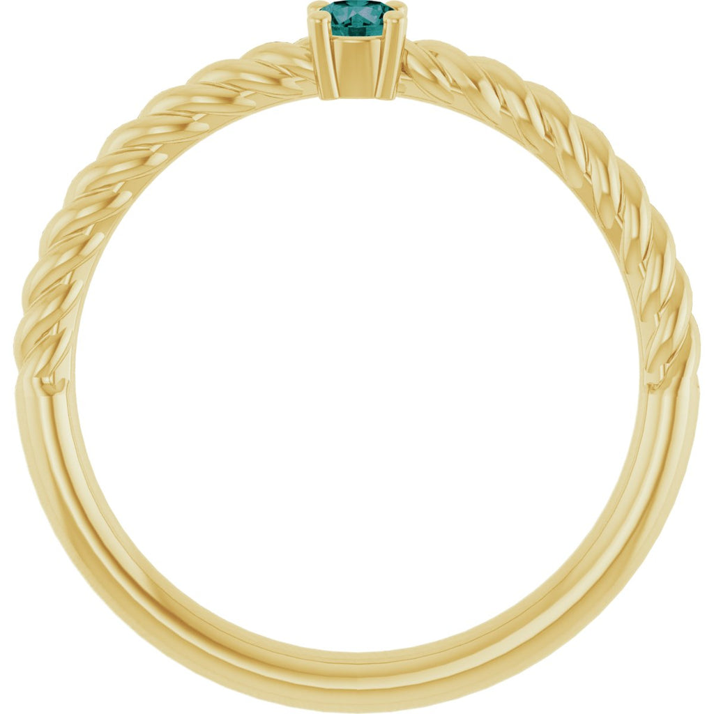 3 mm Lab-Grown Alexandrite Solitaire Rope Ring in 14k yellow gold