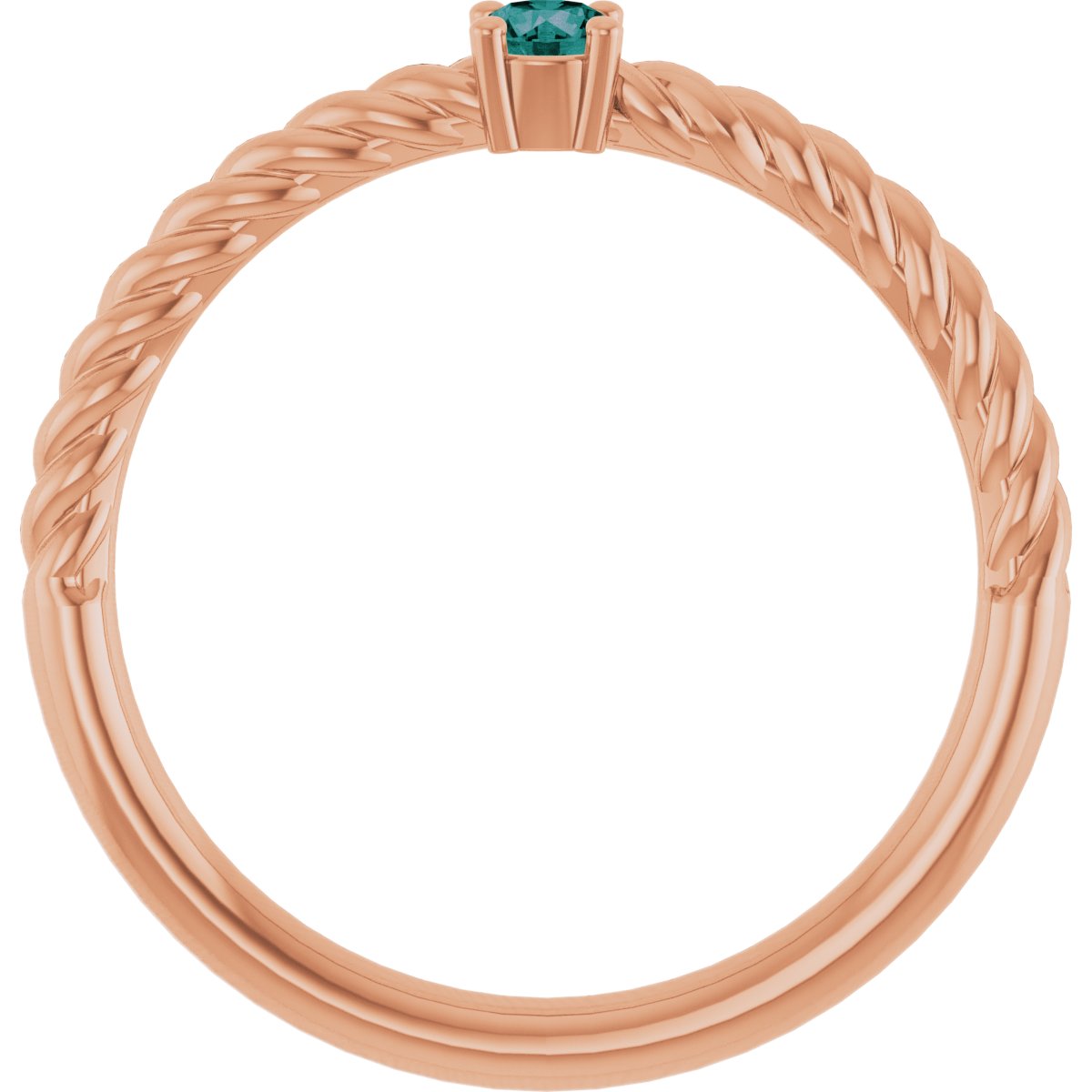 3 mm Lab-Grown Alexandrite Solitaire Rope Ring in 14k rose gold