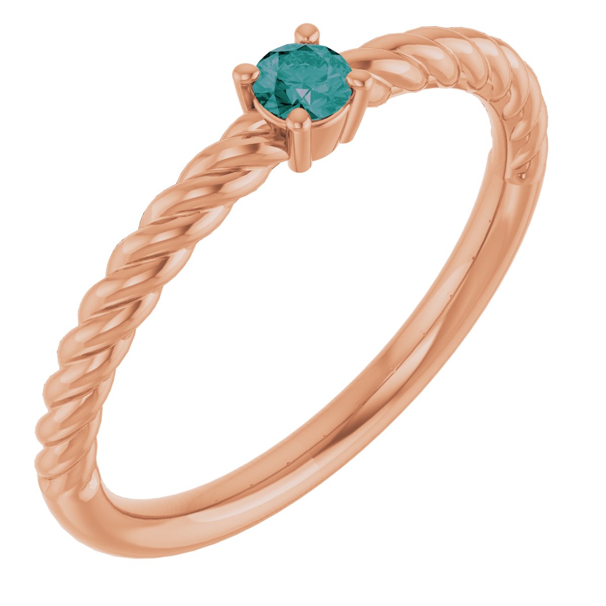 3 mm Lab-Grown Alexandrite Solitaire Rope Ring in 14k rose gold