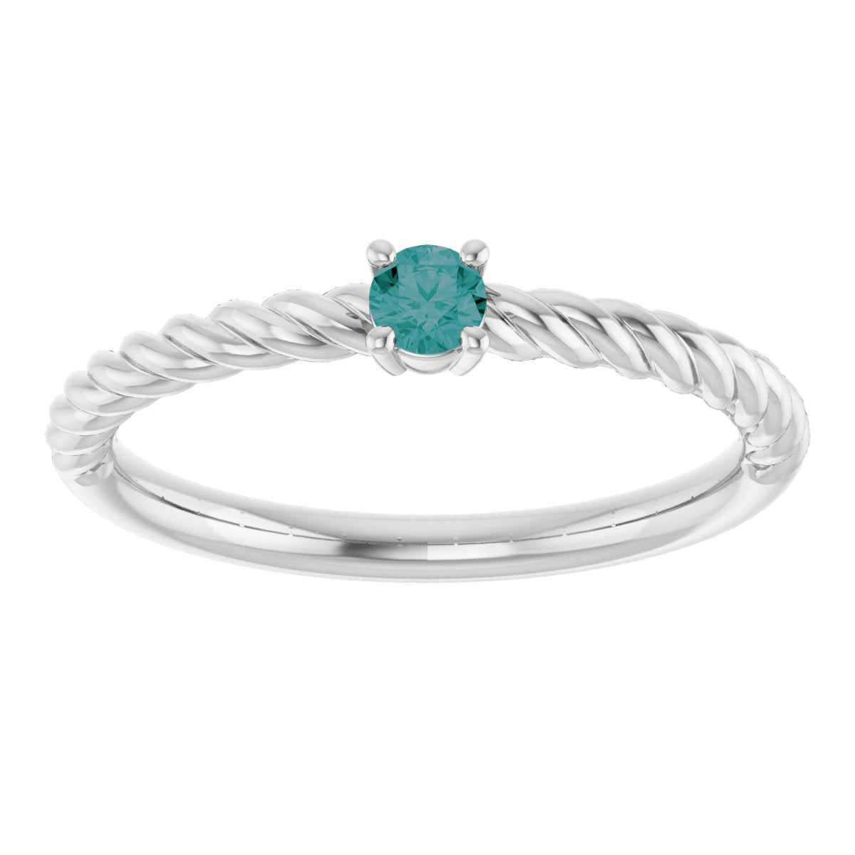 3 mm Lab-Grown Alexandrite Solitaire Rope Ring in 14k white gold
