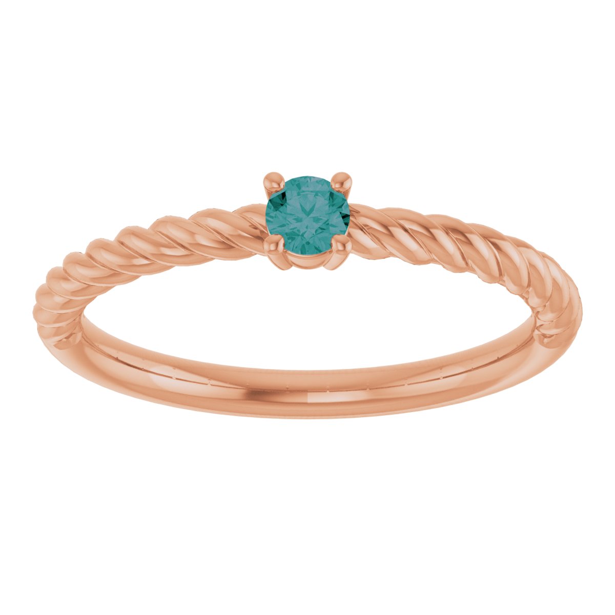 3 mm Lab-Grown Alexandrite Solitaire Rope Ring in 14k rose gold