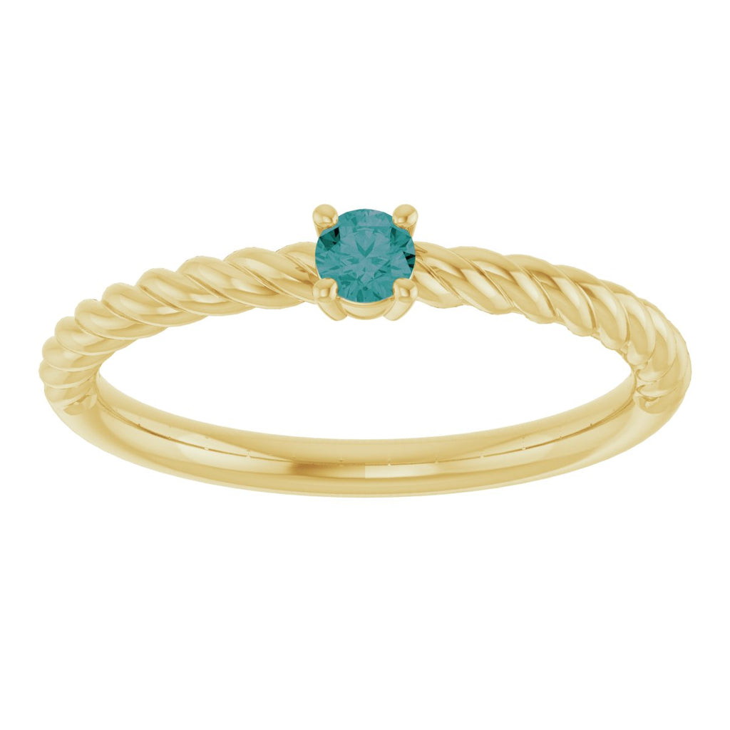 3 mm Lab-Grown Alexandrite Solitaire Rope Ring in 14k yellow gold