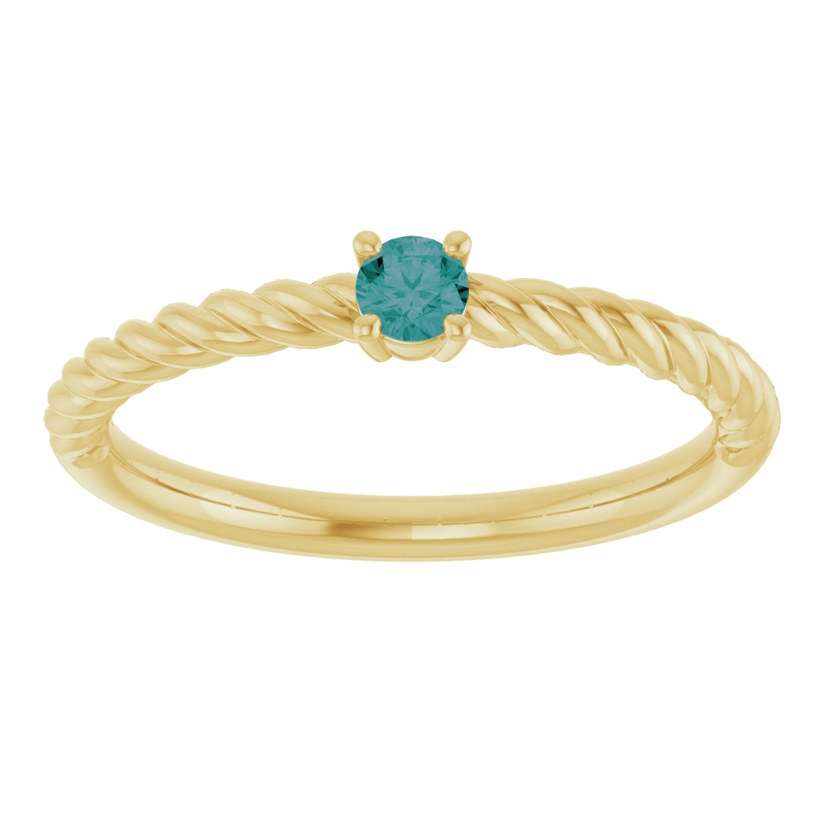 3 mm Lab-Grown Alexandrite Solitaire Rope Ring in 14k yellow gold