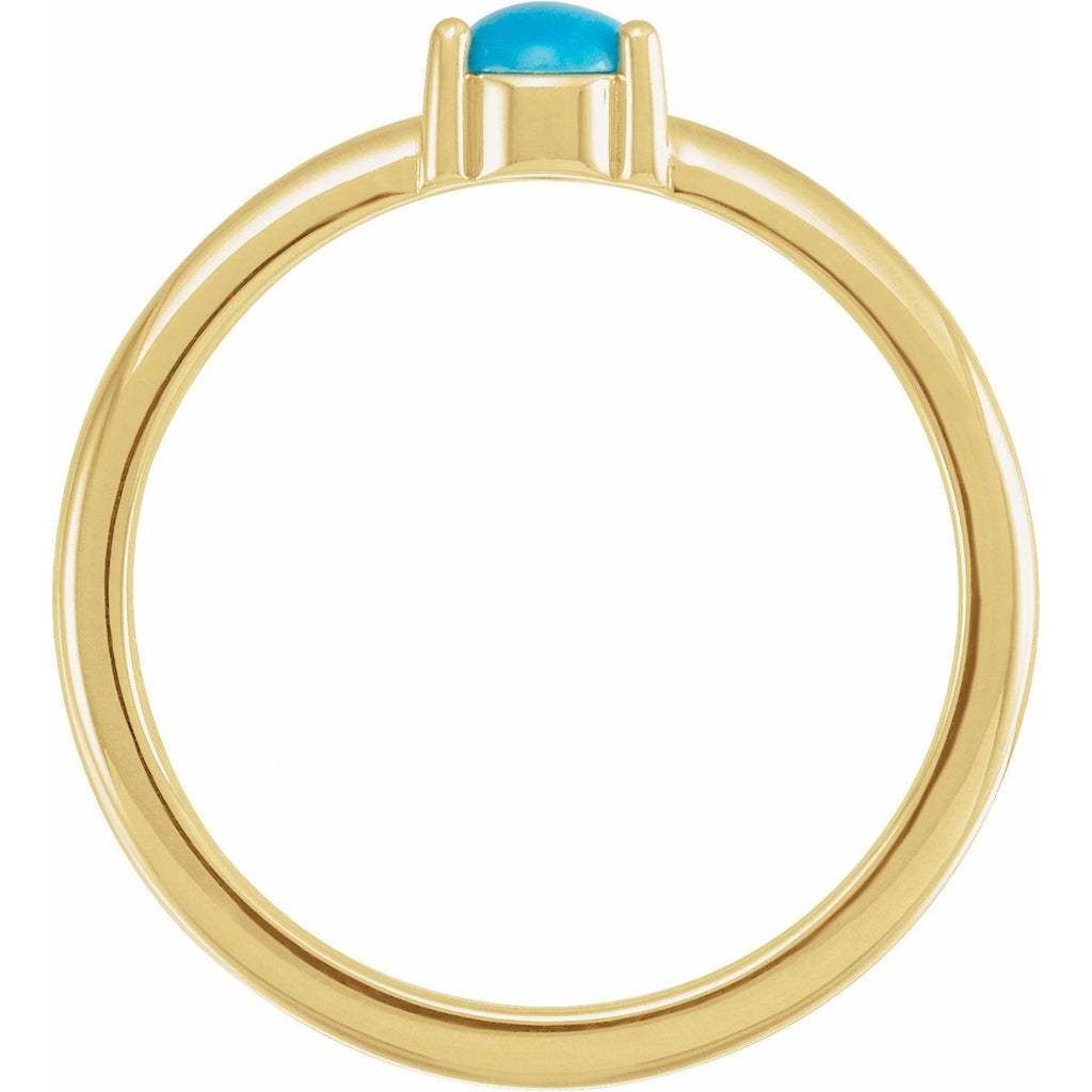 Natural Turquoise Cabochon Ring in 14k yellow gold