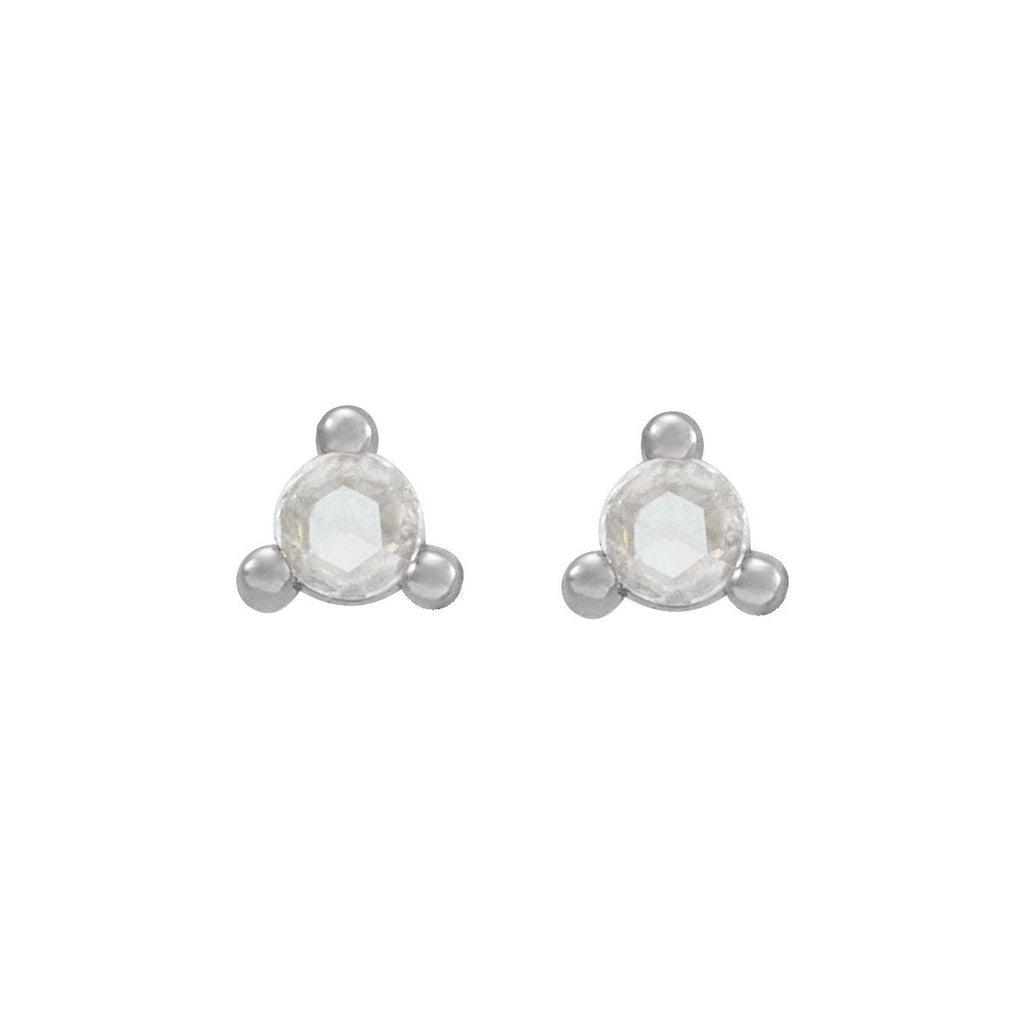 .04 CTW Rose-Cut Natural Diamond Earrings in 14k white gold