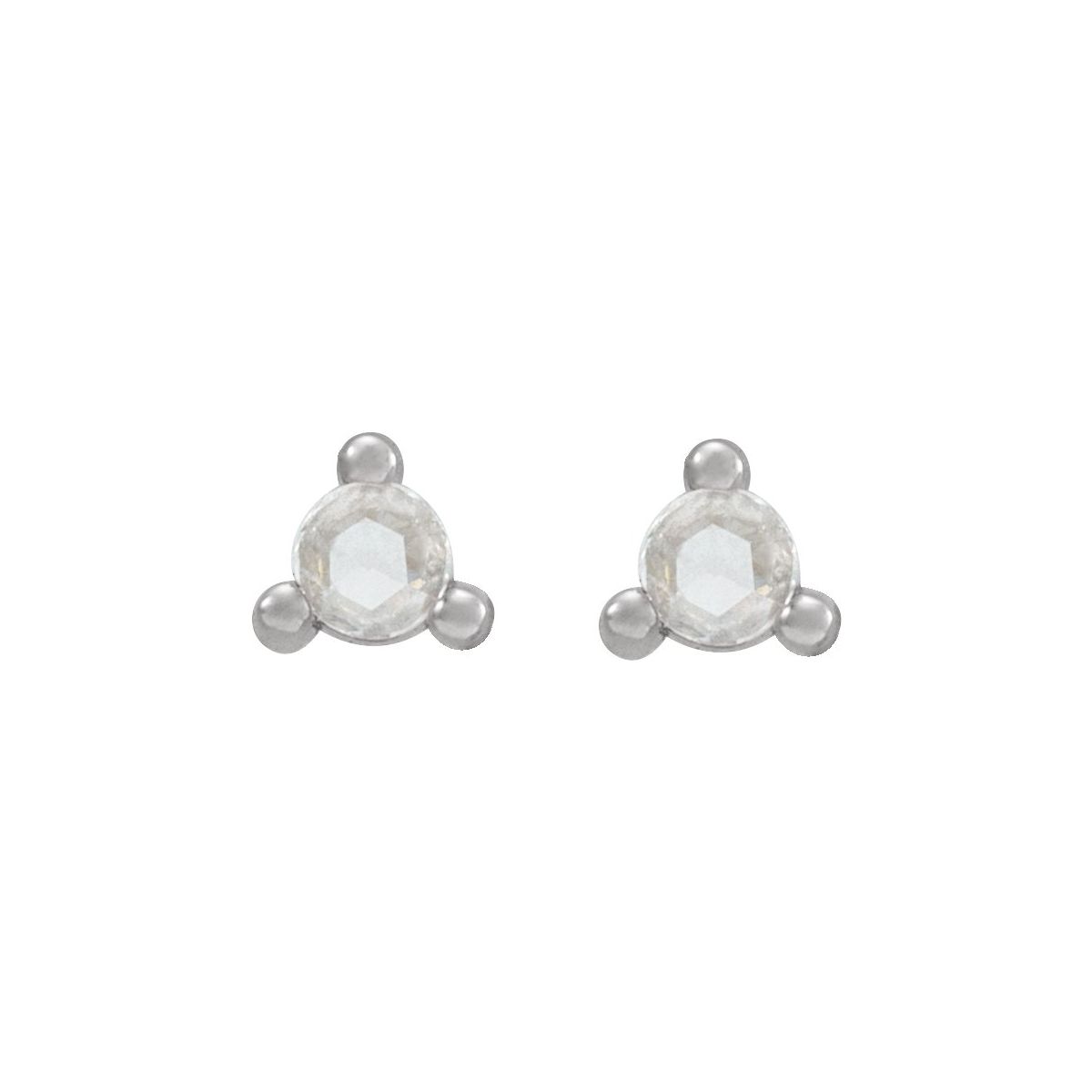 .04 CTW Rose-Cut Natural Diamond Earrings in 14k white gold