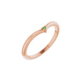 Natural Green Tourmaline Stackable V Ring in 14k rose gold