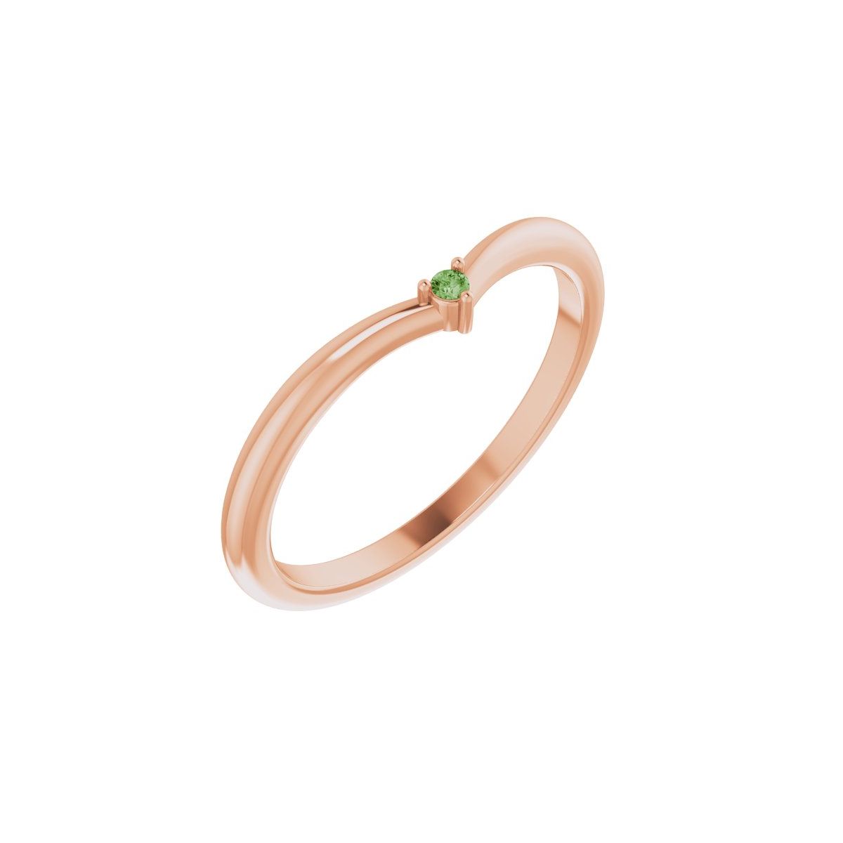 Natural Green Tourmaline Stackable V Ring in 14k rose gold
