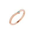 Natural London Blue Topaz Stackable V Ring in 14k rose gold