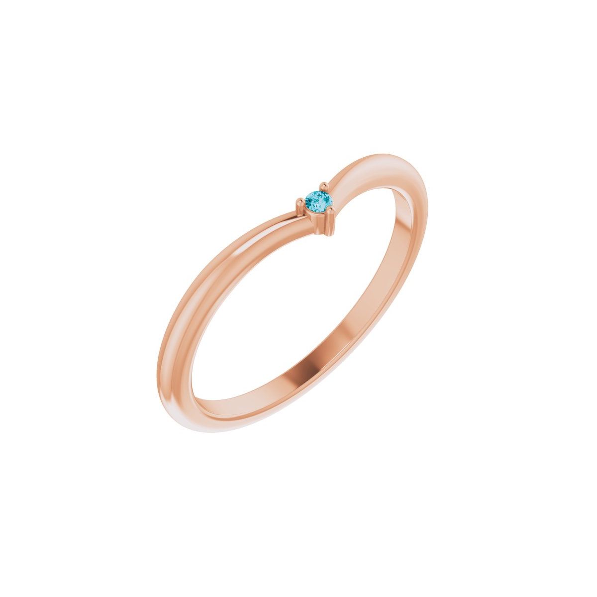 Natural London Blue Topaz Stackable V Ring in 14k rose gold