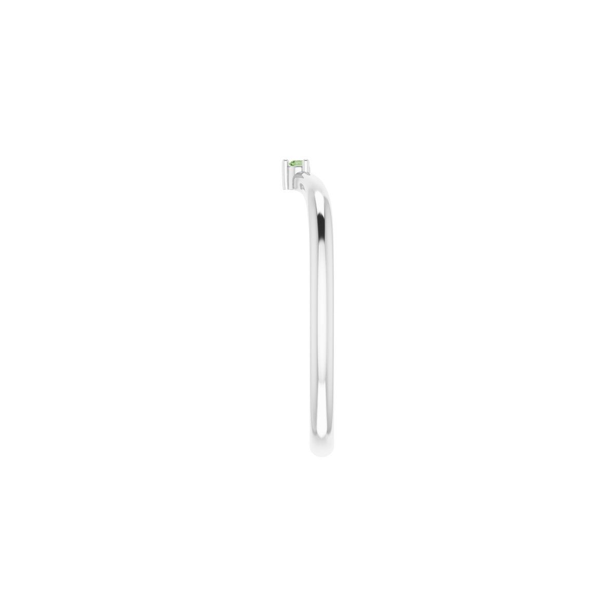 Natural Green Tourmaline Stackable V Ring in 14k white gold