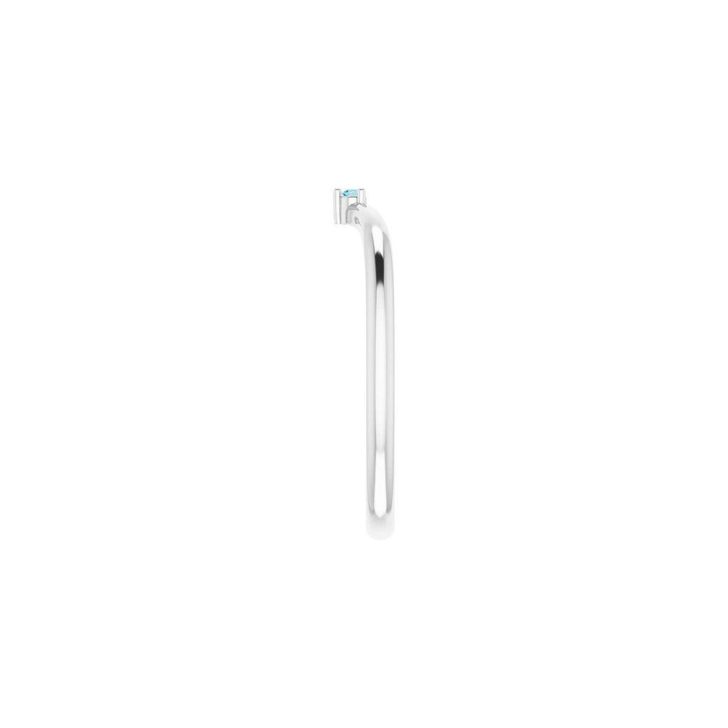 Natural London Blue Topaz Stackable V Ring in 14k white gold