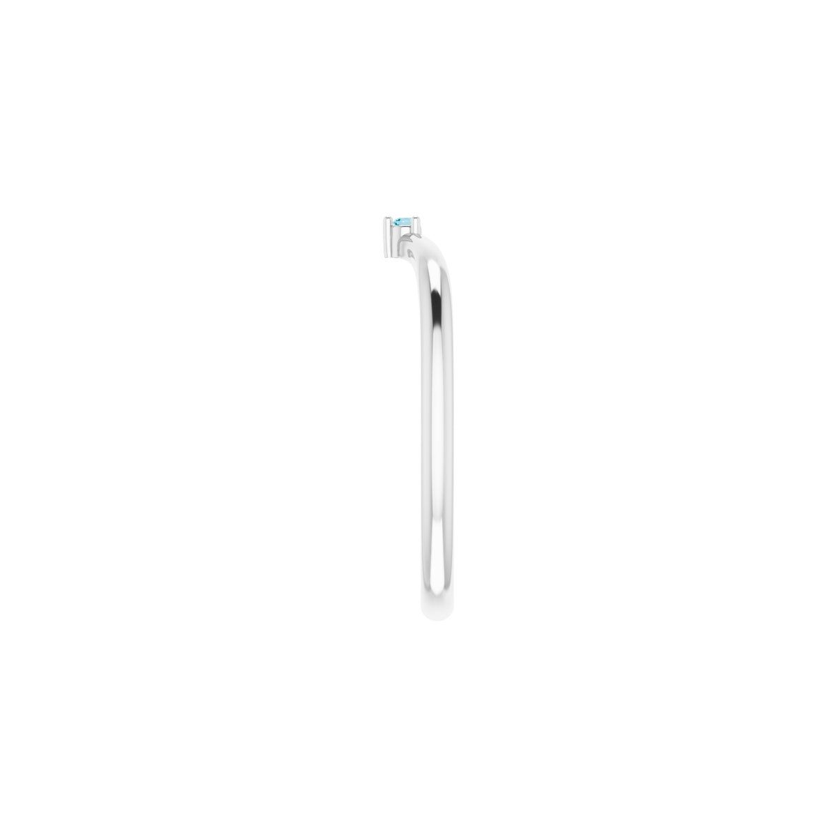 Natural London Blue Topaz Stackable V Ring in 14k white gold