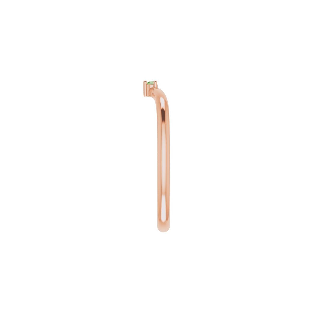 Natural Green Tourmaline Stackable V Ring in 14k rose gold