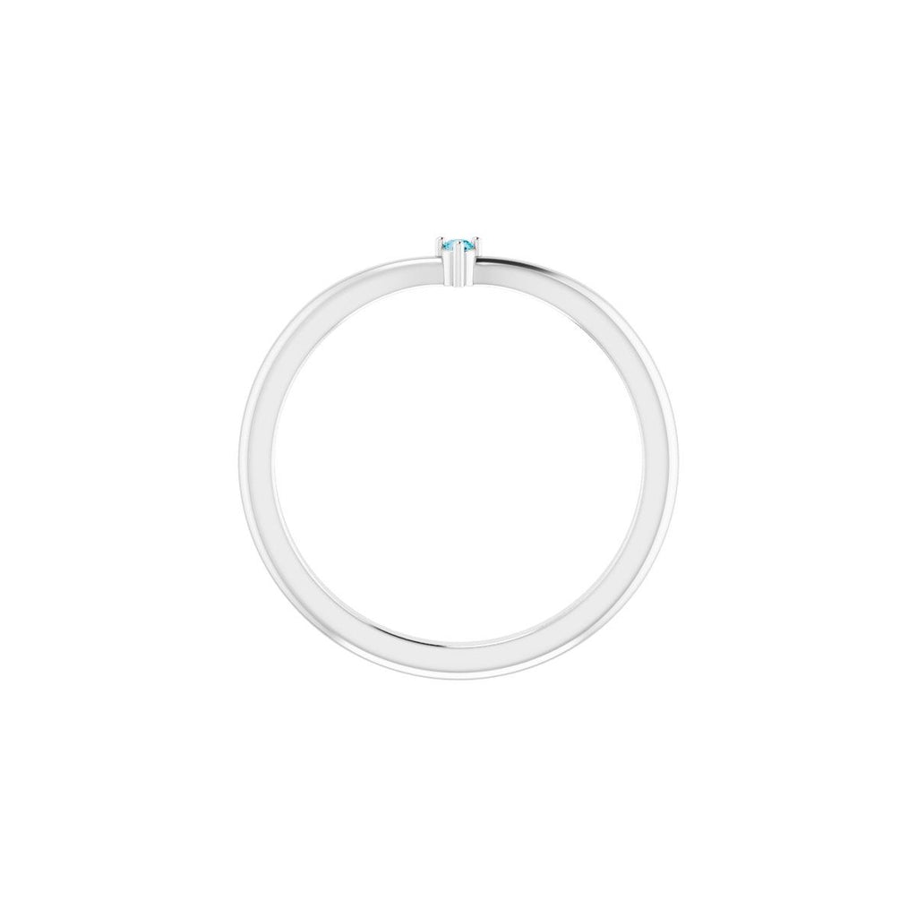 Natural London Blue Topaz Stackable V Ring in 14k white gold