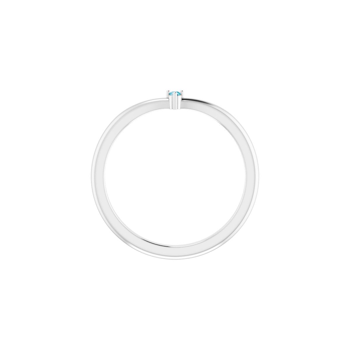 Natural London Blue Topaz Stackable V Ring in 14k white gold