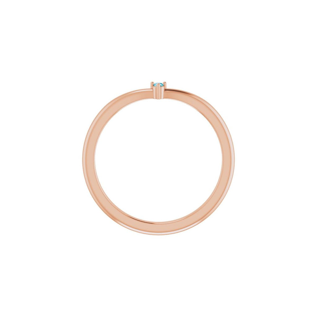 Natural London Blue Topaz Stackable V Ring in 14k rose gold