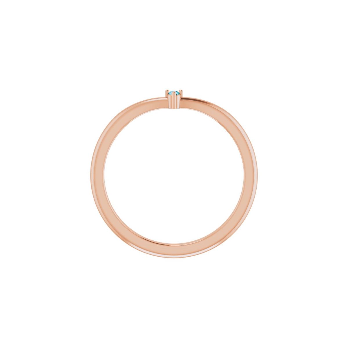 Natural London Blue Topaz Stackable V Ring in 14k rose gold