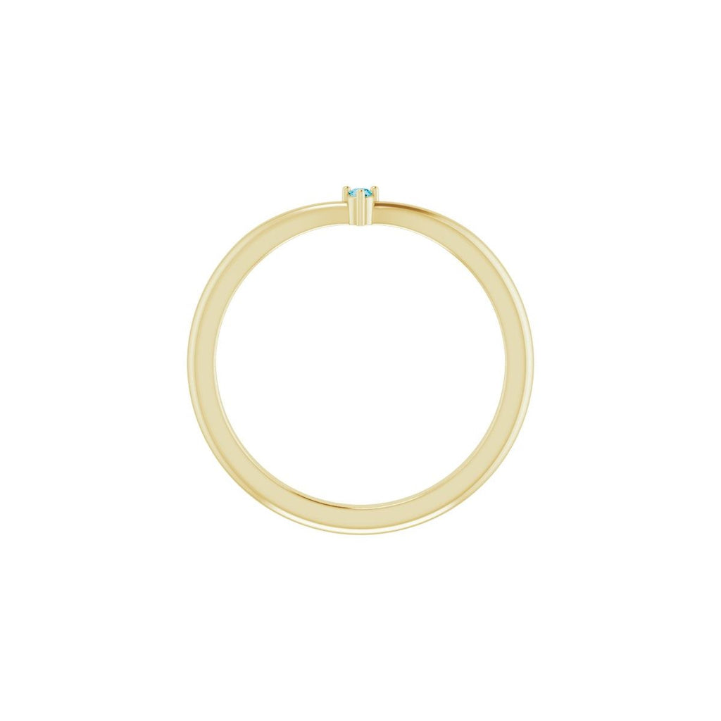 Natural London Blue Topaz Stackable V Ring in 14k yellow gold
