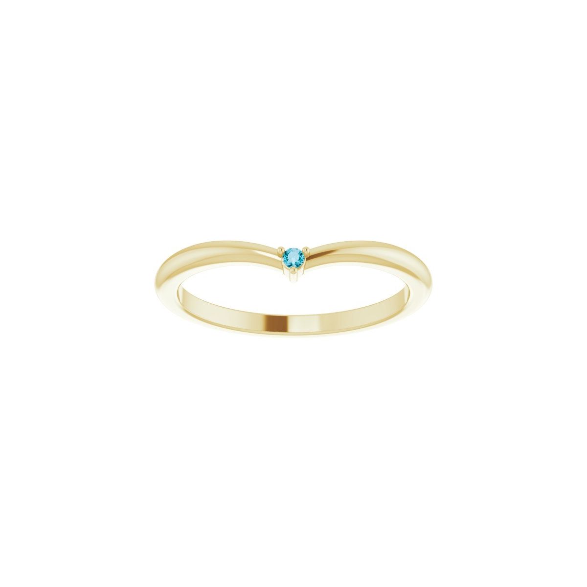 Natural London Blue Topaz Stackable V Ring in 14k yellow gold