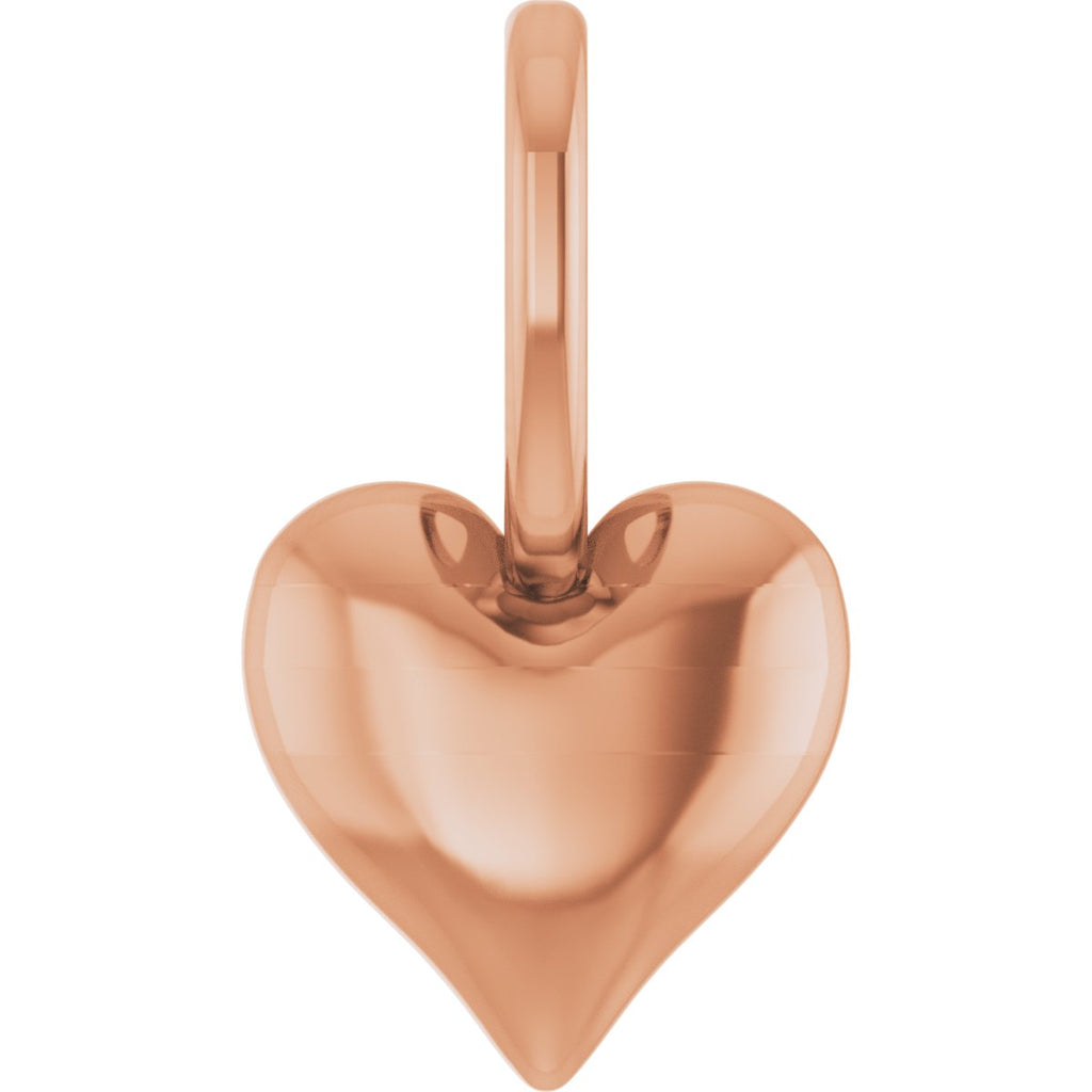 Puffed Heart Charm/Pendant in 14k rose gold