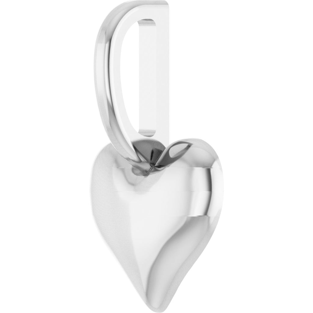 Puffed Heart Charm/Pendant in 14k white gold