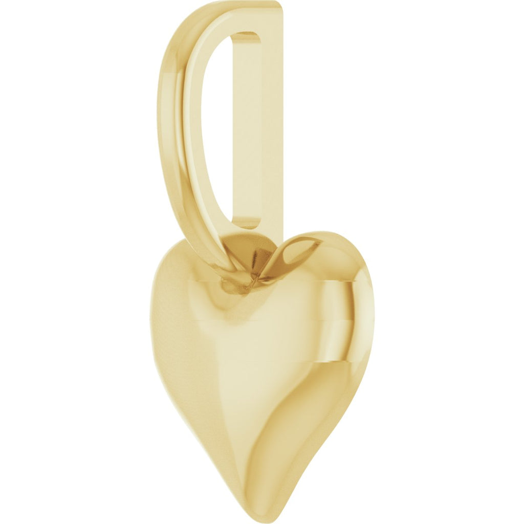 Puffed Heart Charm/Pendant in 14k yellow gold