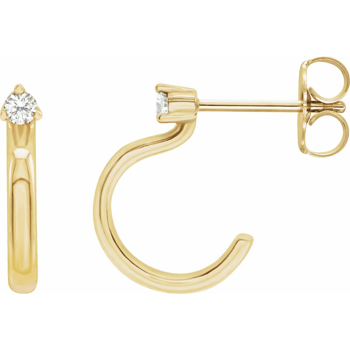 .06 CTW Natural Diamond Hoop Earring in 14k yellow gold