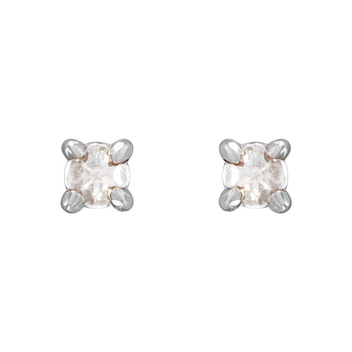 .07 CTW Rose-Cut Natural Diamond Stud Earrings in 14k white gold