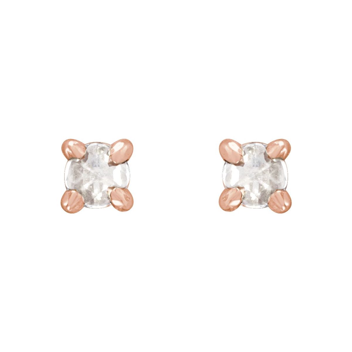 .07 CTW Rose-Cut Natural Diamond Stud Earrings in 14k rose gold