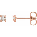 .07 CTW Rose-Cut Natural Diamond Stud Earrings in 14k rose gold
