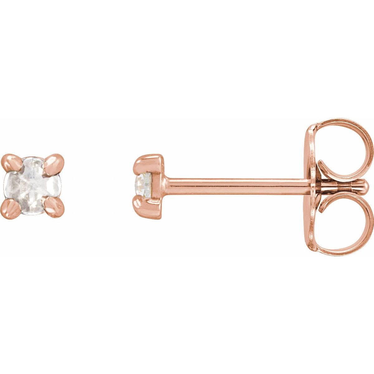 .07 CTW Rose-Cut Natural Diamond Stud Earrings in 14k rose gold