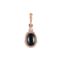 10x8 mm Natural Black Onyx & .03 CT Natural Diamond Cabochon Pendant in 14k rose gold