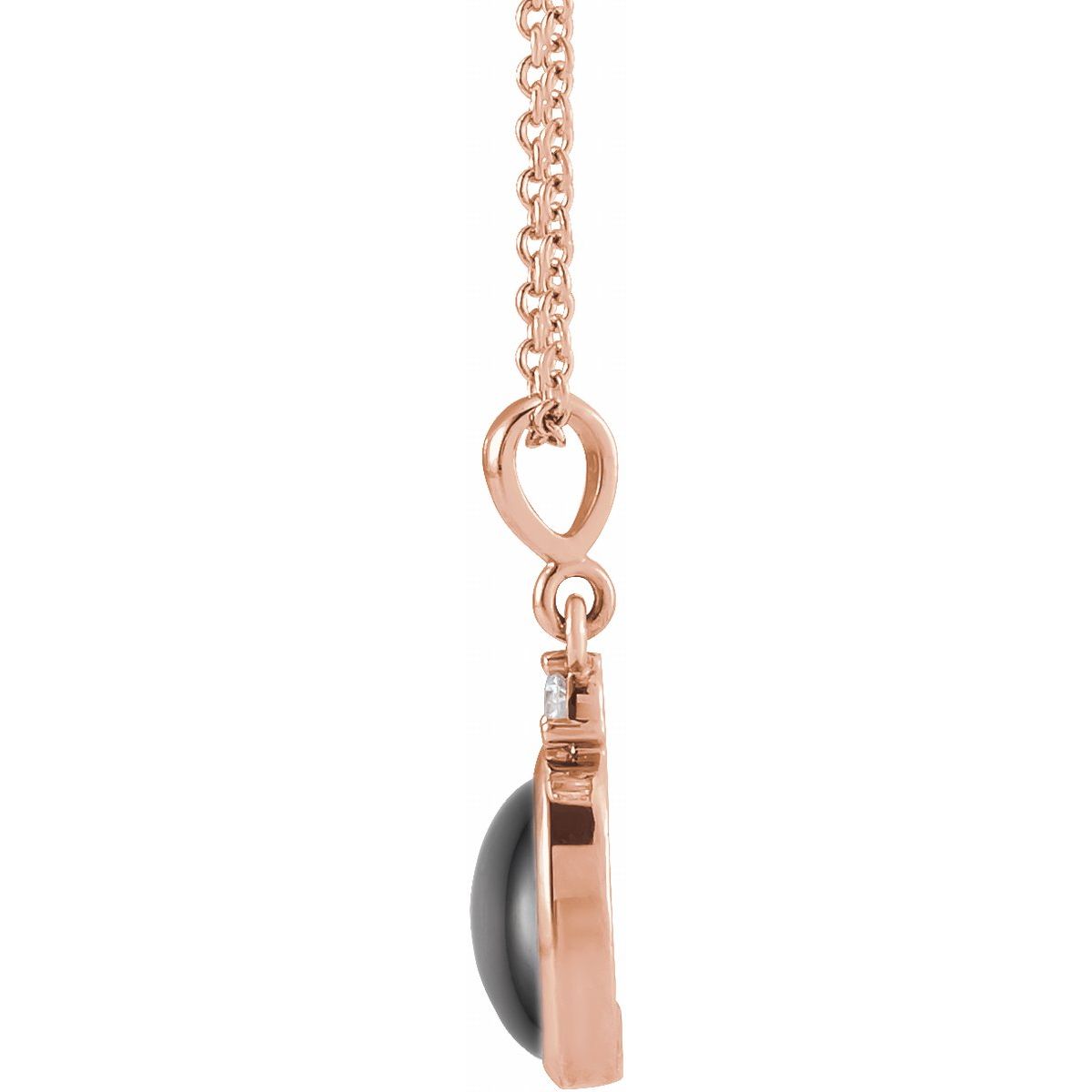 10x8 mm Natural Black Onyx & .03 CT Natural Diamond Necklace in 14k rose gold