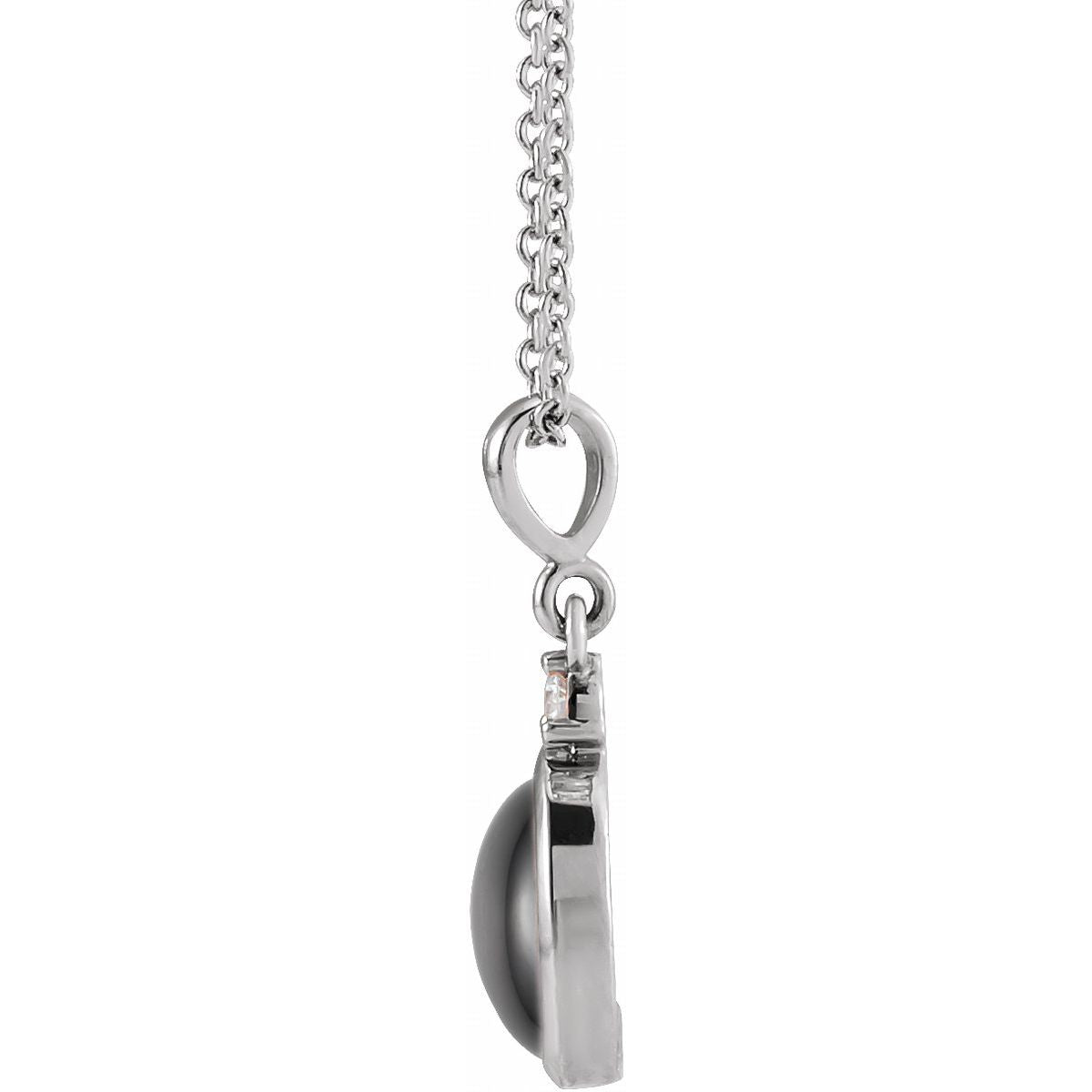 10x8 mm Natural Black Onyx & .03 CT Natural Diamond Necklace in 14k white gold