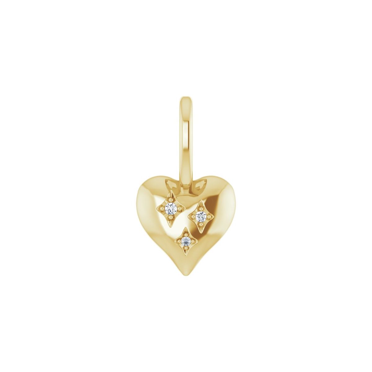 .01 CTW Natural Diamond Heart Charm/Pendant in 14k yellow gold