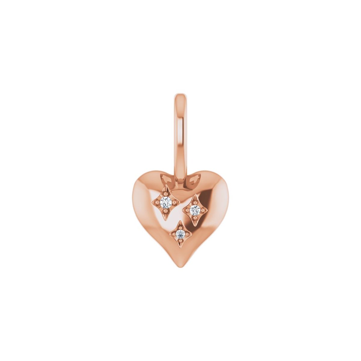 .01 CTW Natural Diamond Heart Charm/Pendant in 14k rose gold