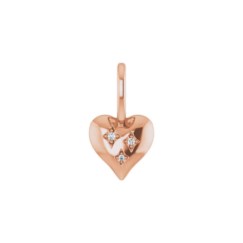 .01 CTW Natural Diamond Heart Charm/Pendant in 14k rose gold