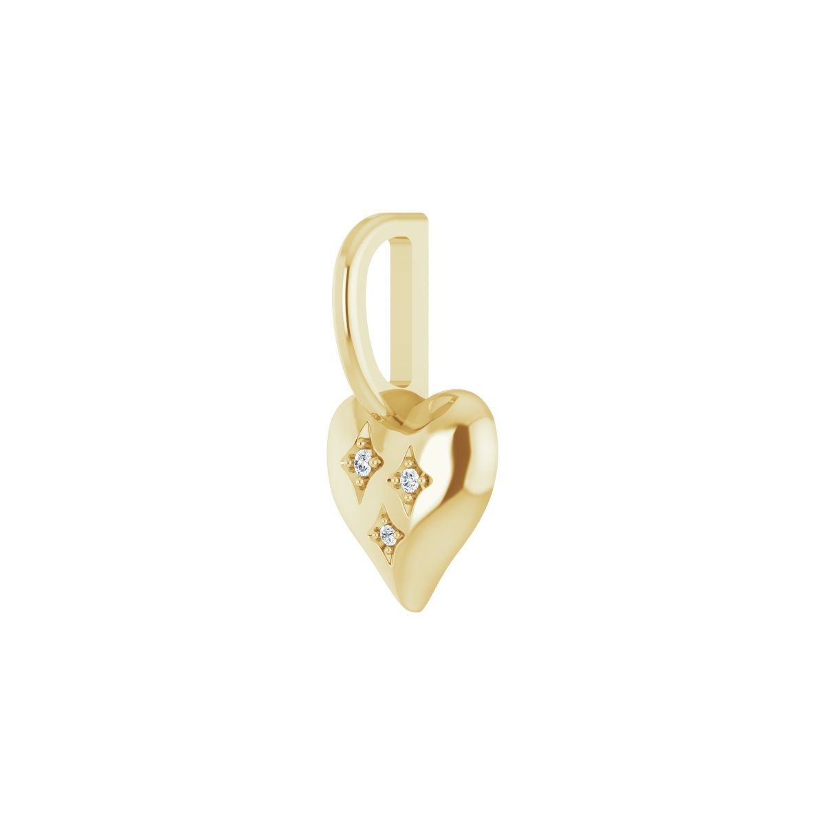 .01 CTW Natural Diamond Heart Charm/Pendant in 14k yellow gold
