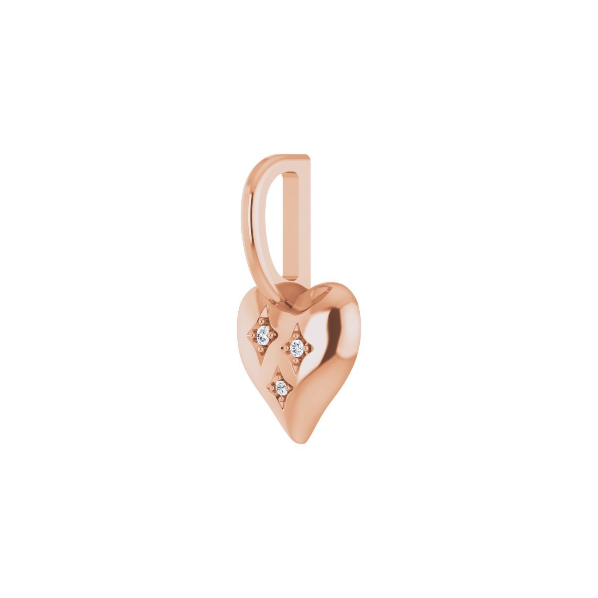 .01 CTW Natural Diamond Heart Charm/Pendant in 14k rose gold