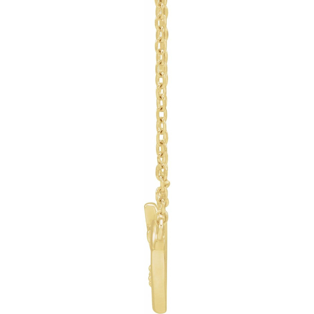 .0025 CT Natural Diamond Heart & Cross Necklace in 14k yellow gold
