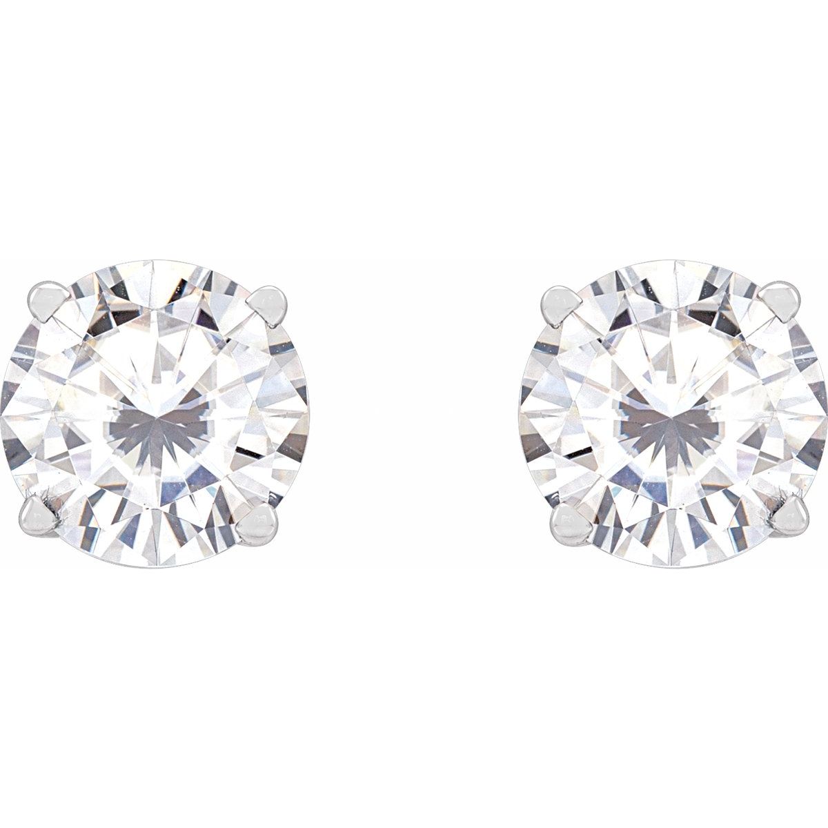 Lab-Grown Moissanite Four-Prong Stud Earrings in 14k white gold