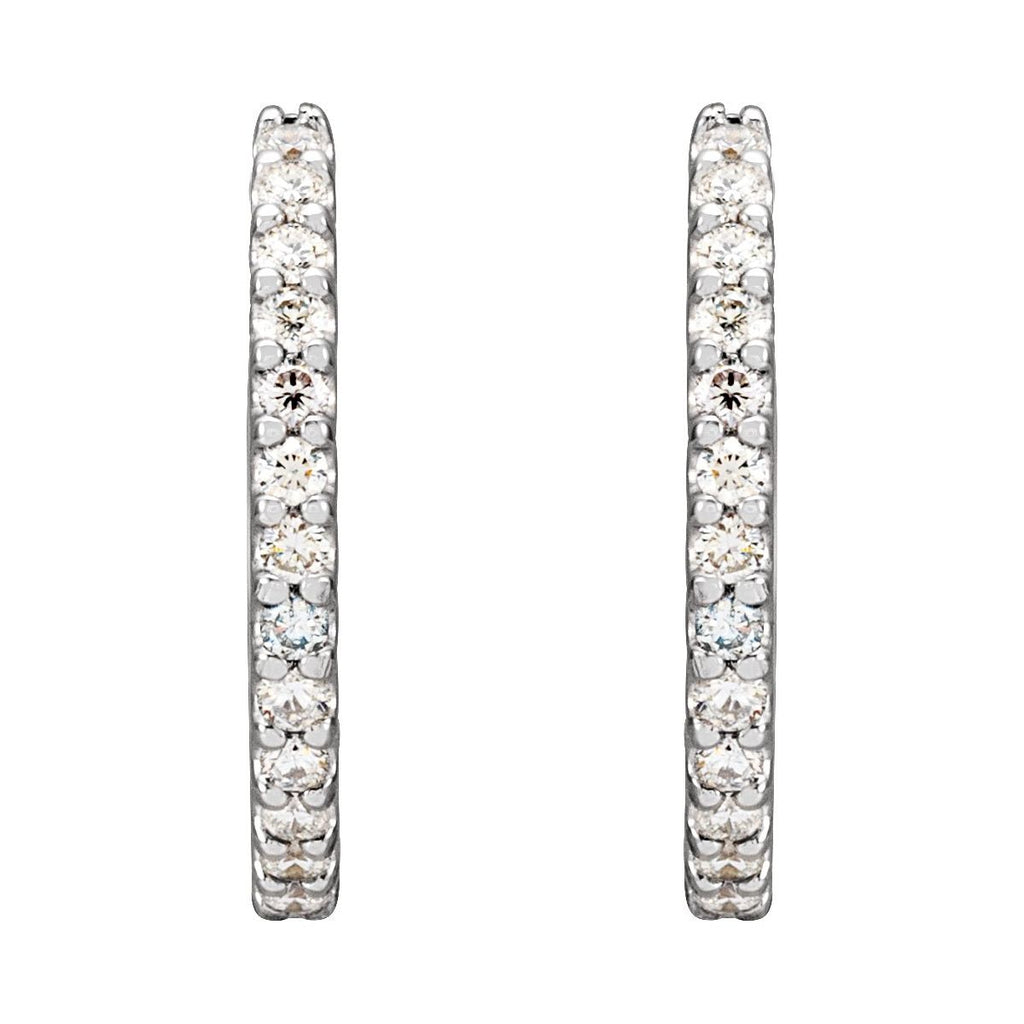 1/2 CTW Natural Diamond 16 mm Hoop Earrings in 14k white gold